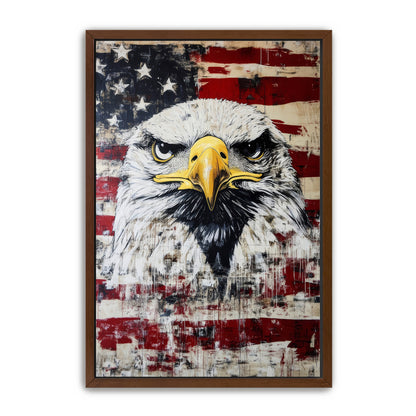 Fierce Eagle On American Flag Wall Art