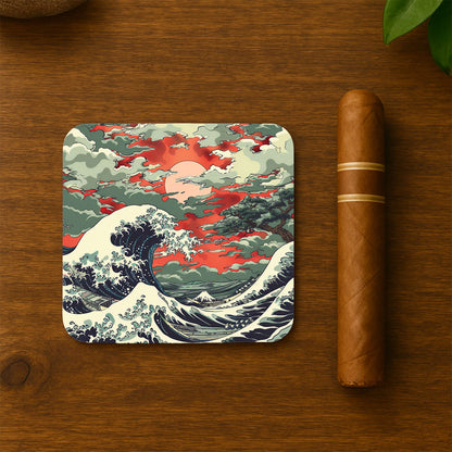 Fiery Ocean Waves Coasters