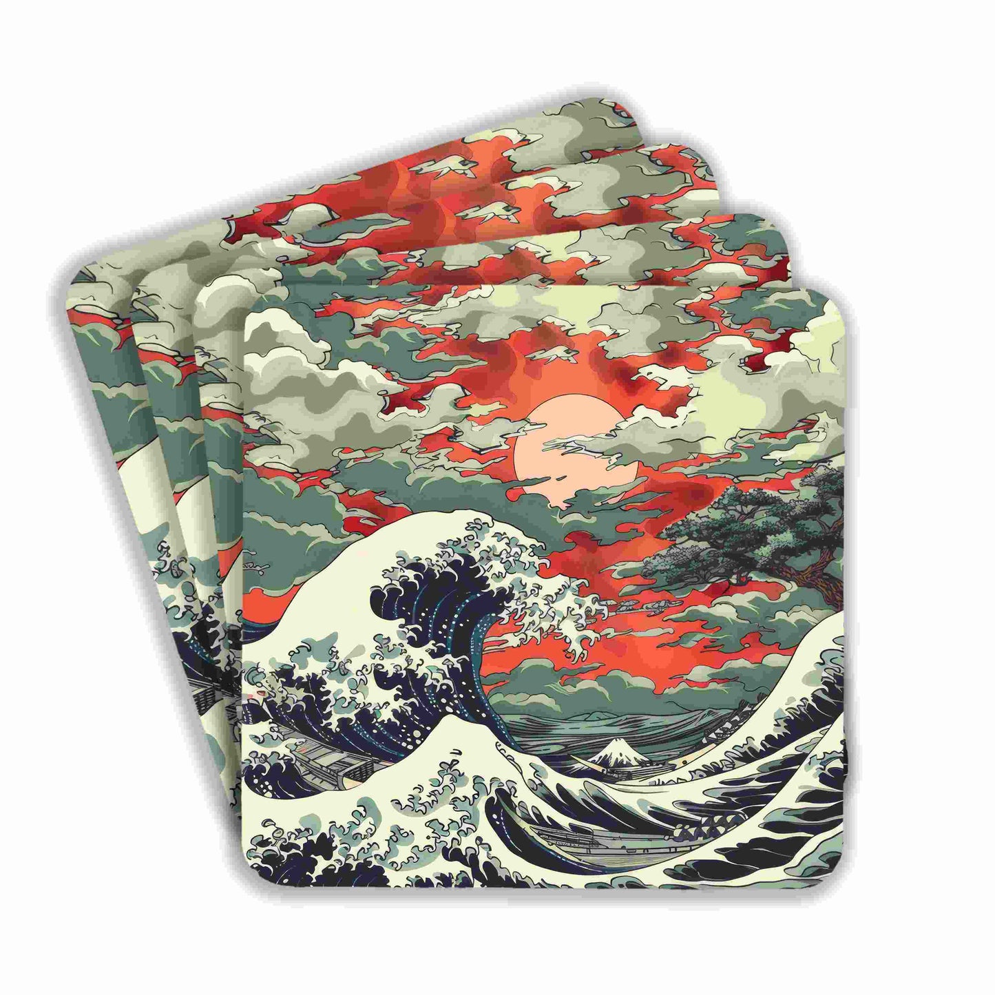 Fiery Ocean Waves Coasters