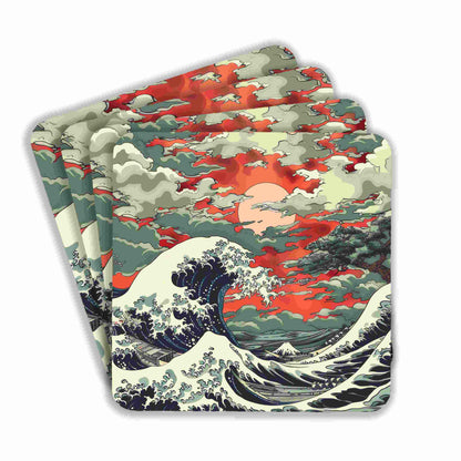 Fiery Ocean Waves Coasters