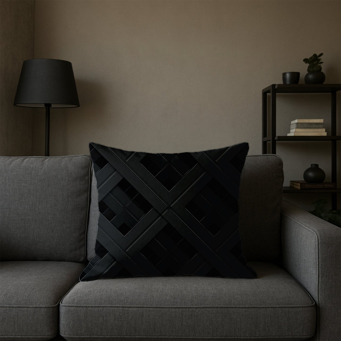 Geometric Grid Shadows Pillow