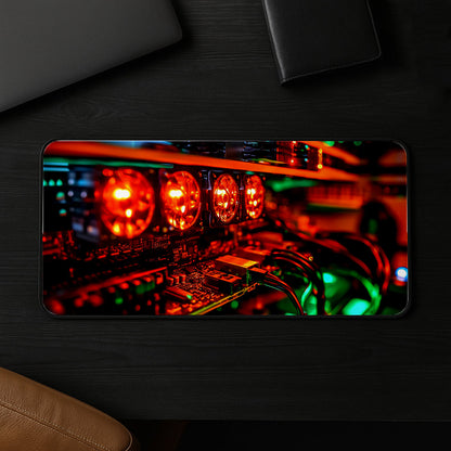 Glowing Circuitry Connection Desk Mat