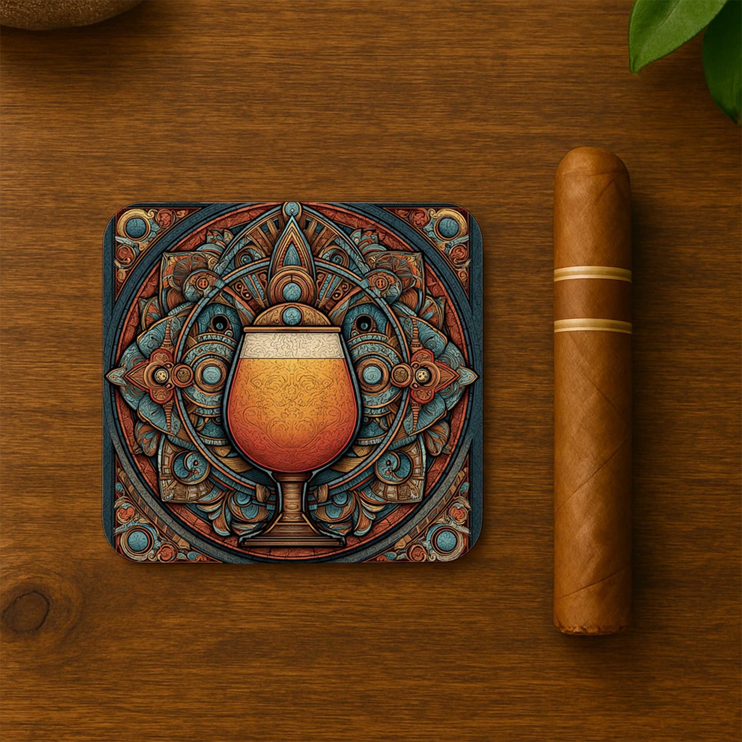 Golden Chalice Mandala Coasters