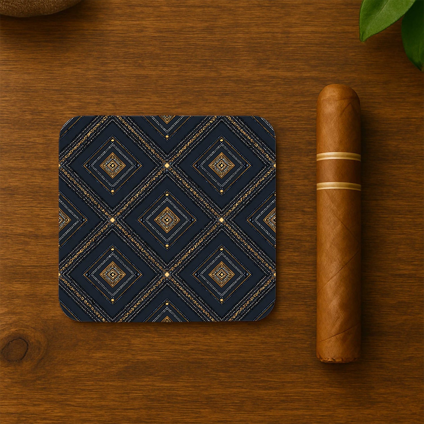 Golden Diamond Patterns Coasters