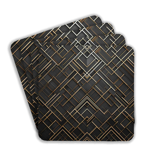 Golden Geometric Web Coasters