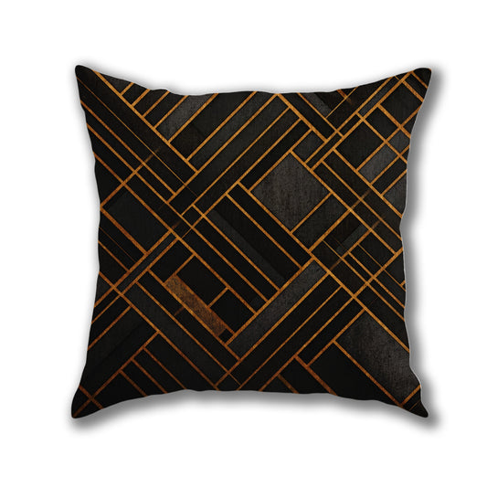 Golden Grid Pattern Pillow
