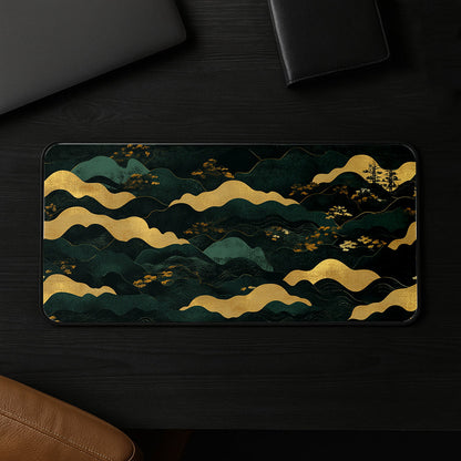 Golden Hills And Waves Desk Mat