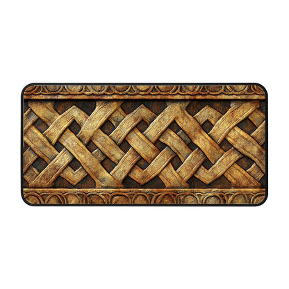 Golden Knotwork Design Desk Mat