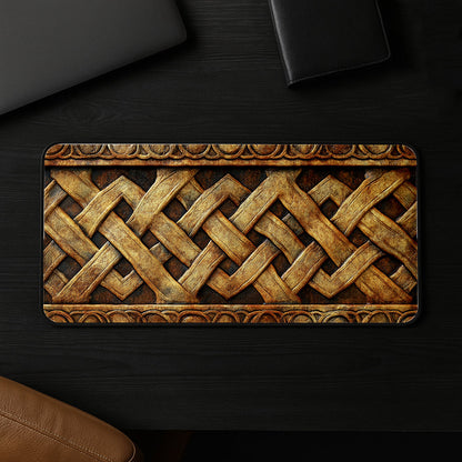 Golden Knotwork Design Desk Mat