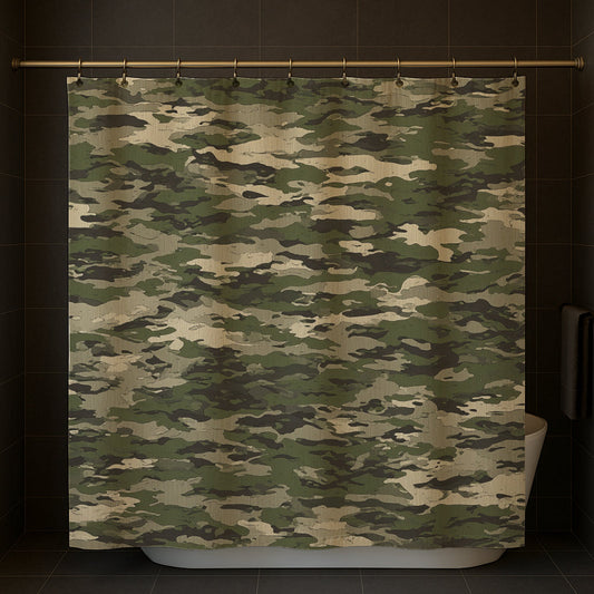 Green Camo Pattern Shower Curtain