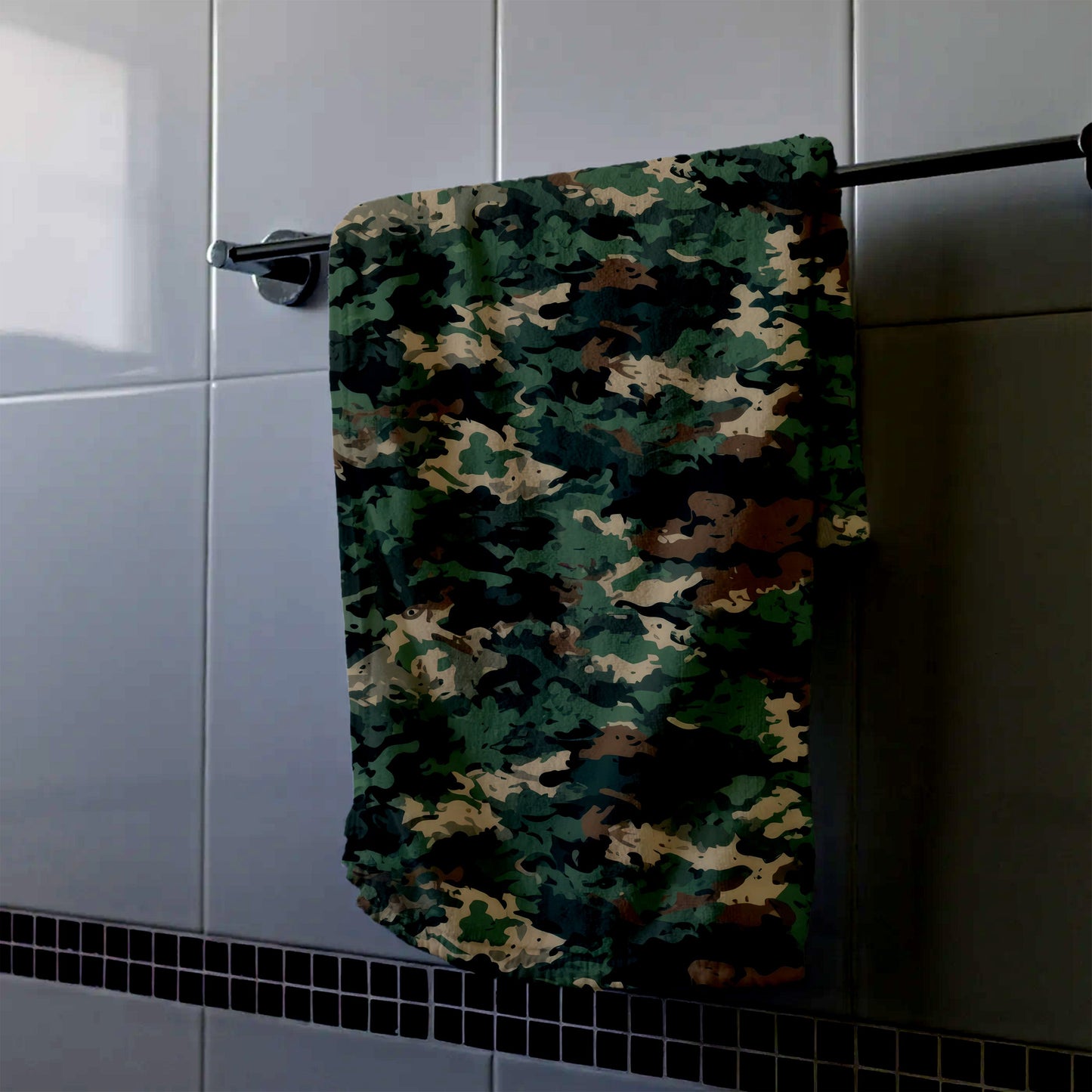 Green Camo Swirl Hand Towel