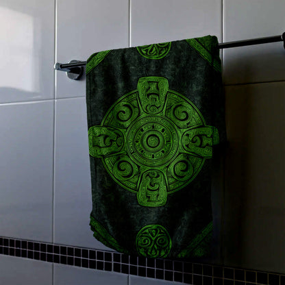 Green Spiral Mandala Hand Towel