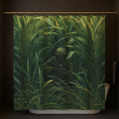 Hidden Soldier In Greenery Shower Curtain
