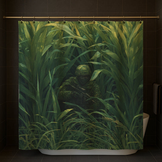 Hidden Soldier In Greenery Shower Curtain