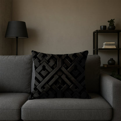 Intricate Black Lattice Pillow