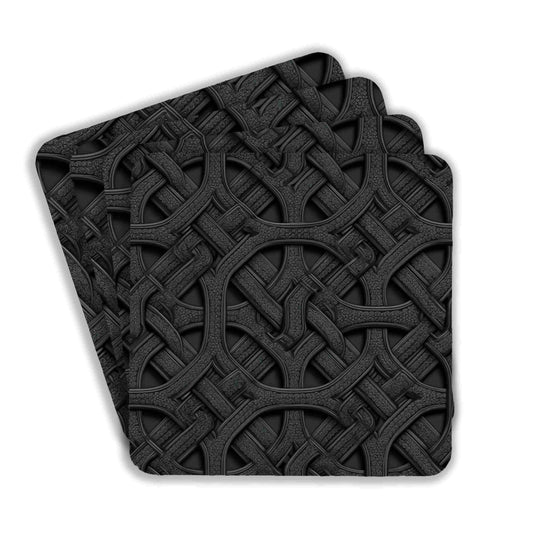 Intricate Black Weave Coasters