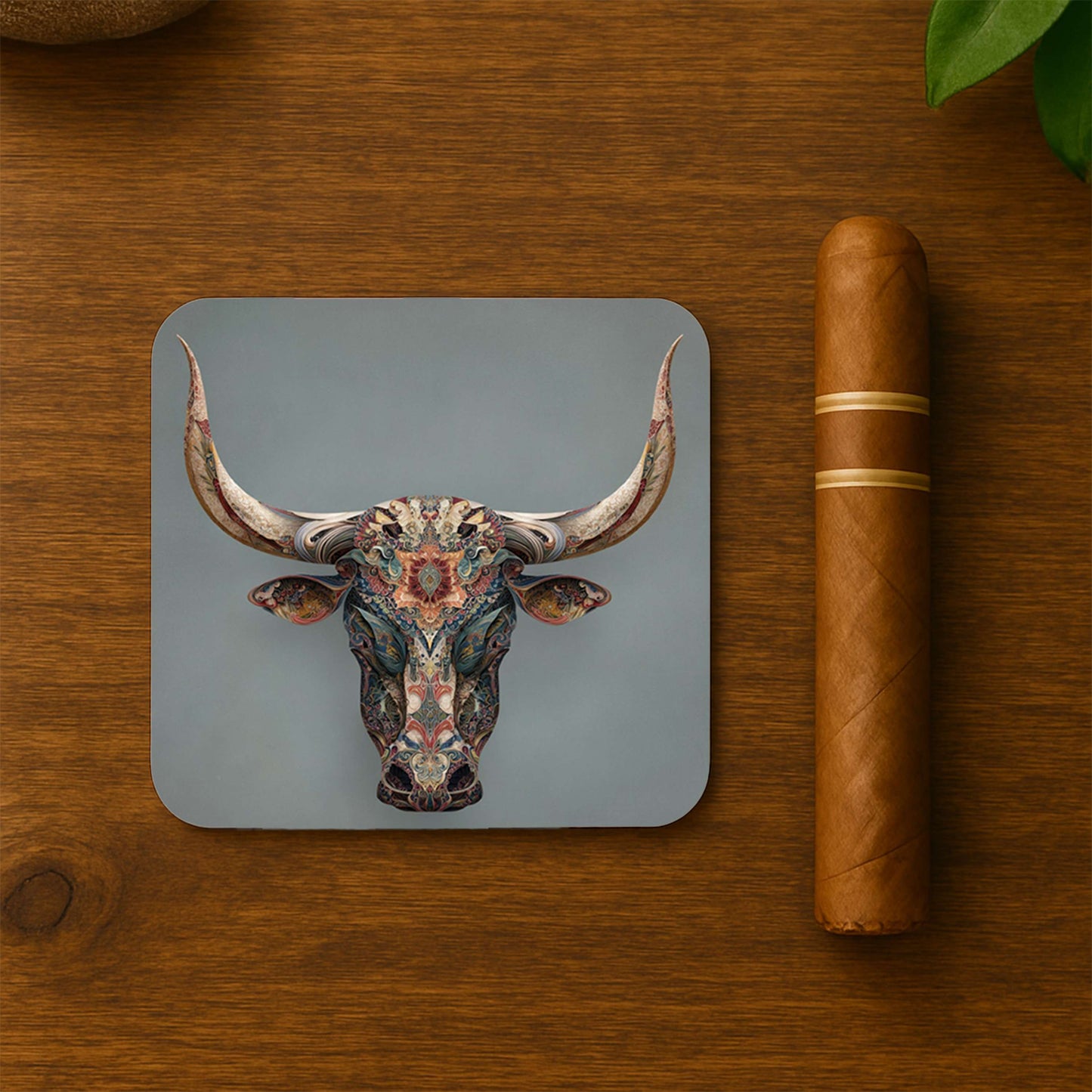 Intricate Bull Head Coasters