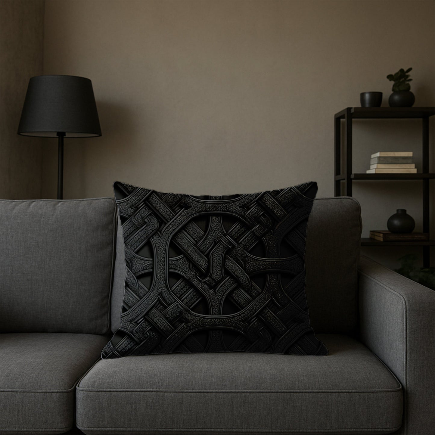 Intricate Dark Weave Pillow