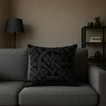Intricate Dark Weave Pillow