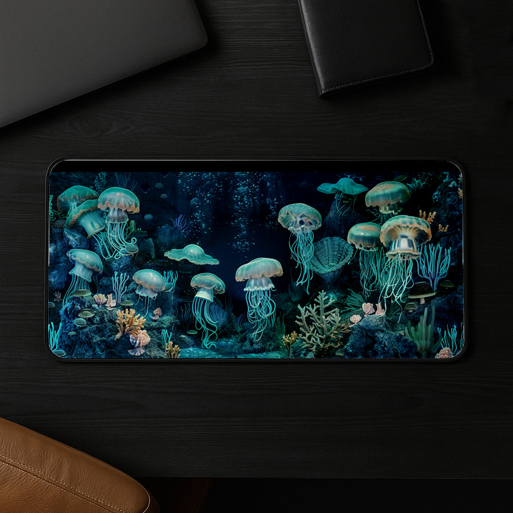 Jellyfish Garden Desk Mat