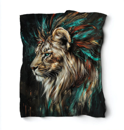 Lion With Feathers Blanket Blanket