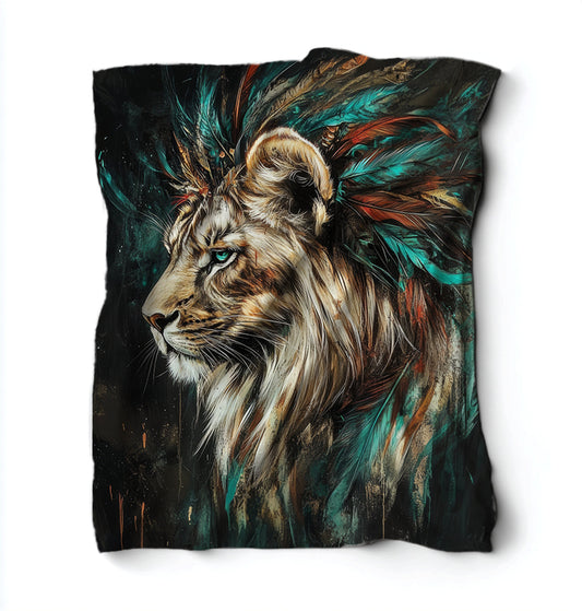 Lion With Feathers Blanket Blanket