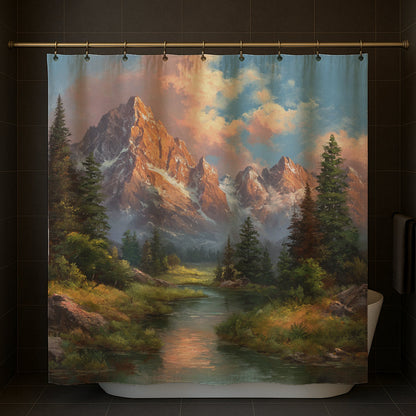 Majestic Mountain Sunrise Shower Curtain