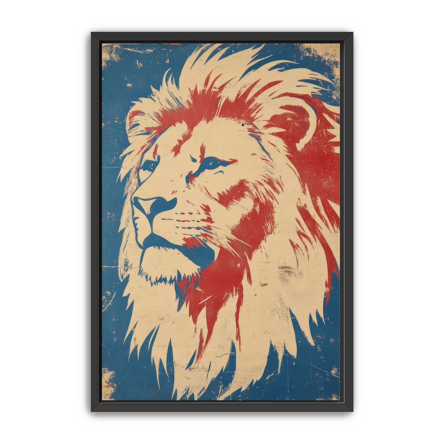 Majestic Patriotic Lion Portrait Wall Art