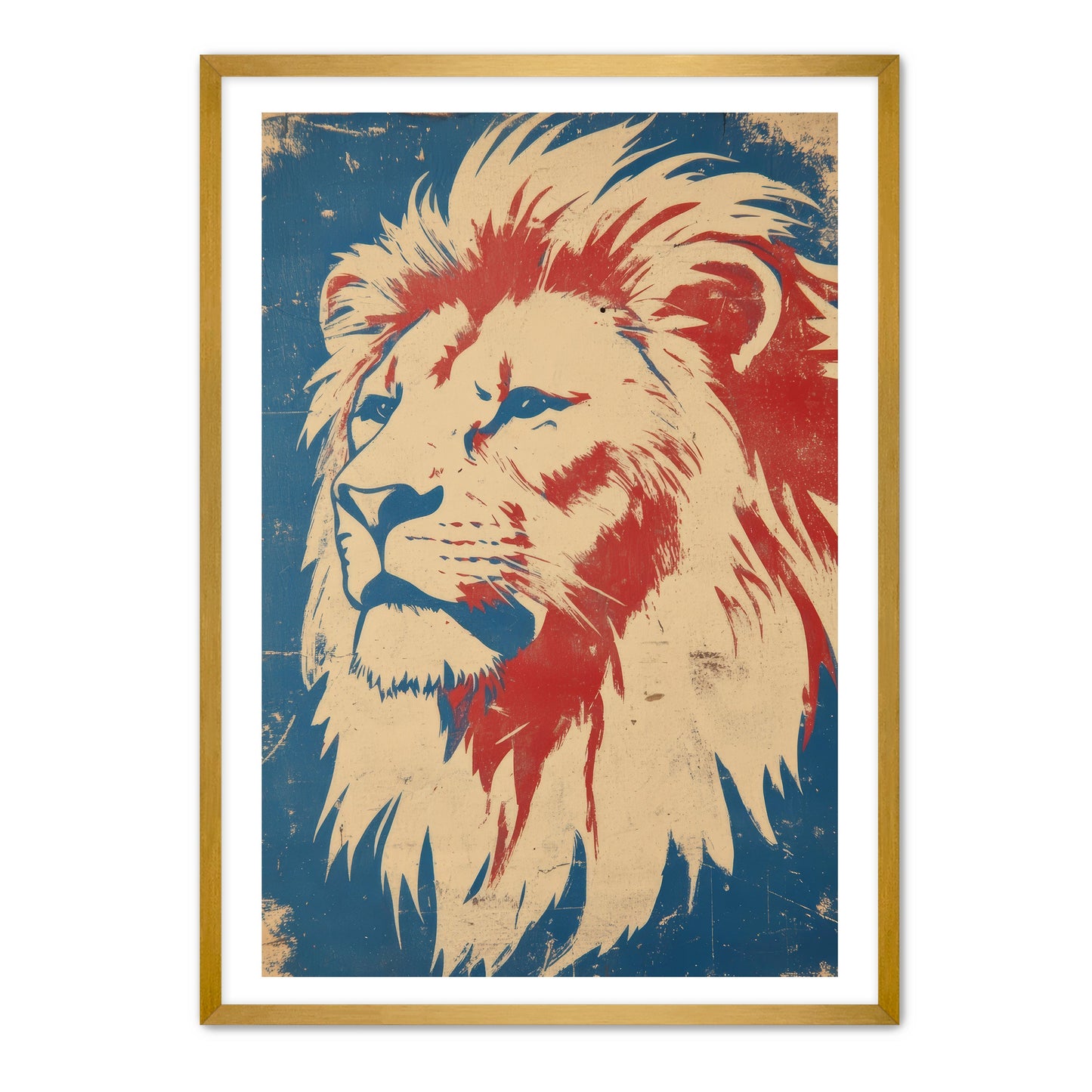 Majestic Patriotic Lion Portrait Wall Art