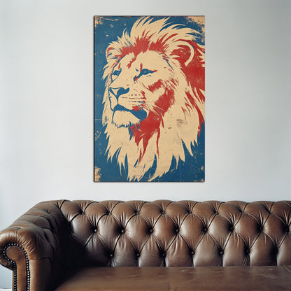 Majestic Patriotic Lion Portrait Wall Art