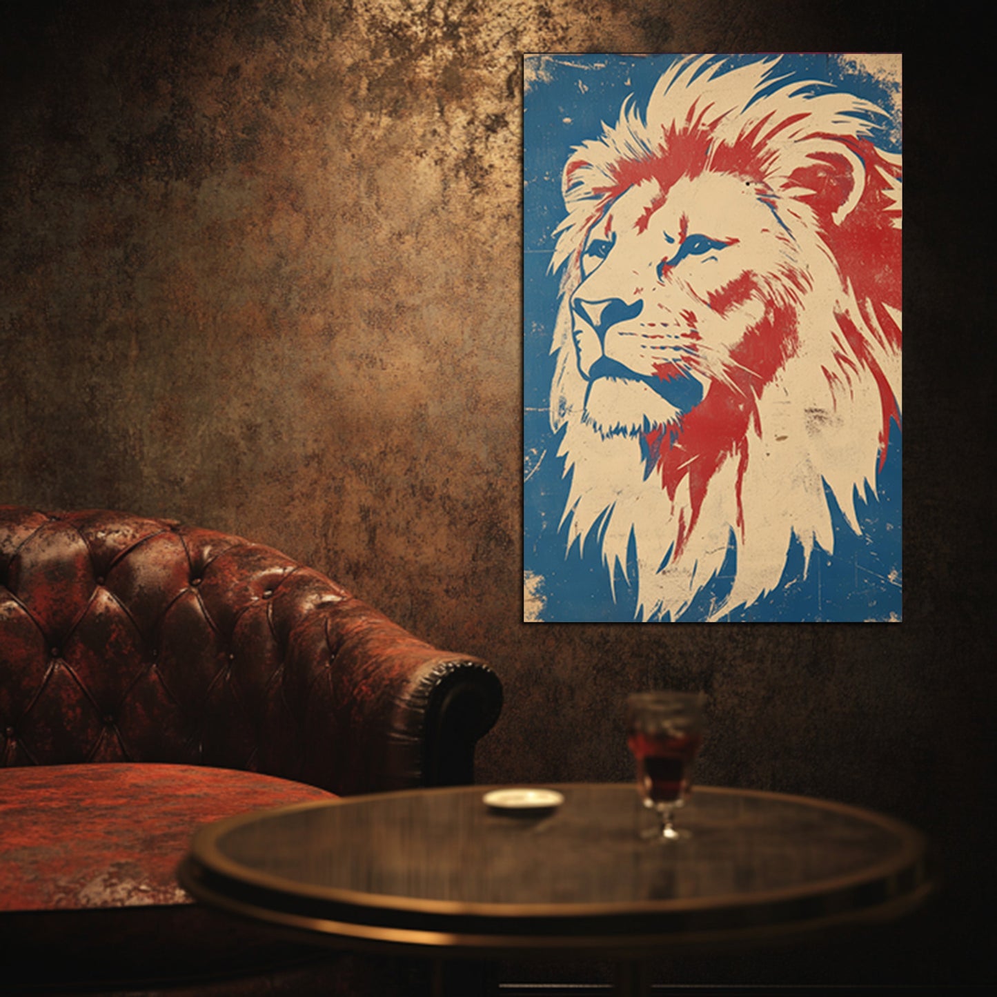 Majestic Patriotic Lion Portrait Wall Art