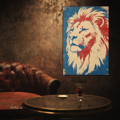 Majestic Patriotic Lion Portrait Wall Art