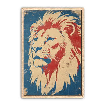 Majestic Patriotic Lion Portrait Wall Art