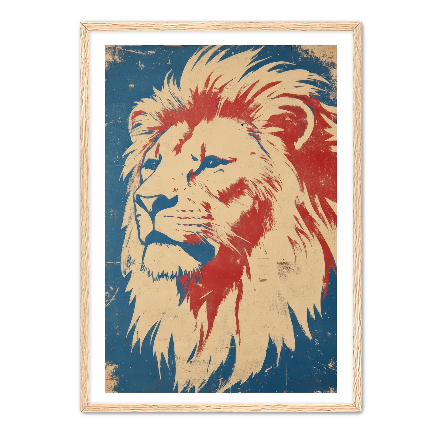 Majestic Patriotic Lion Portrait Wall Art