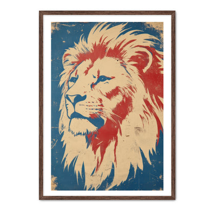 Majestic Patriotic Lion Portrait Wall Art