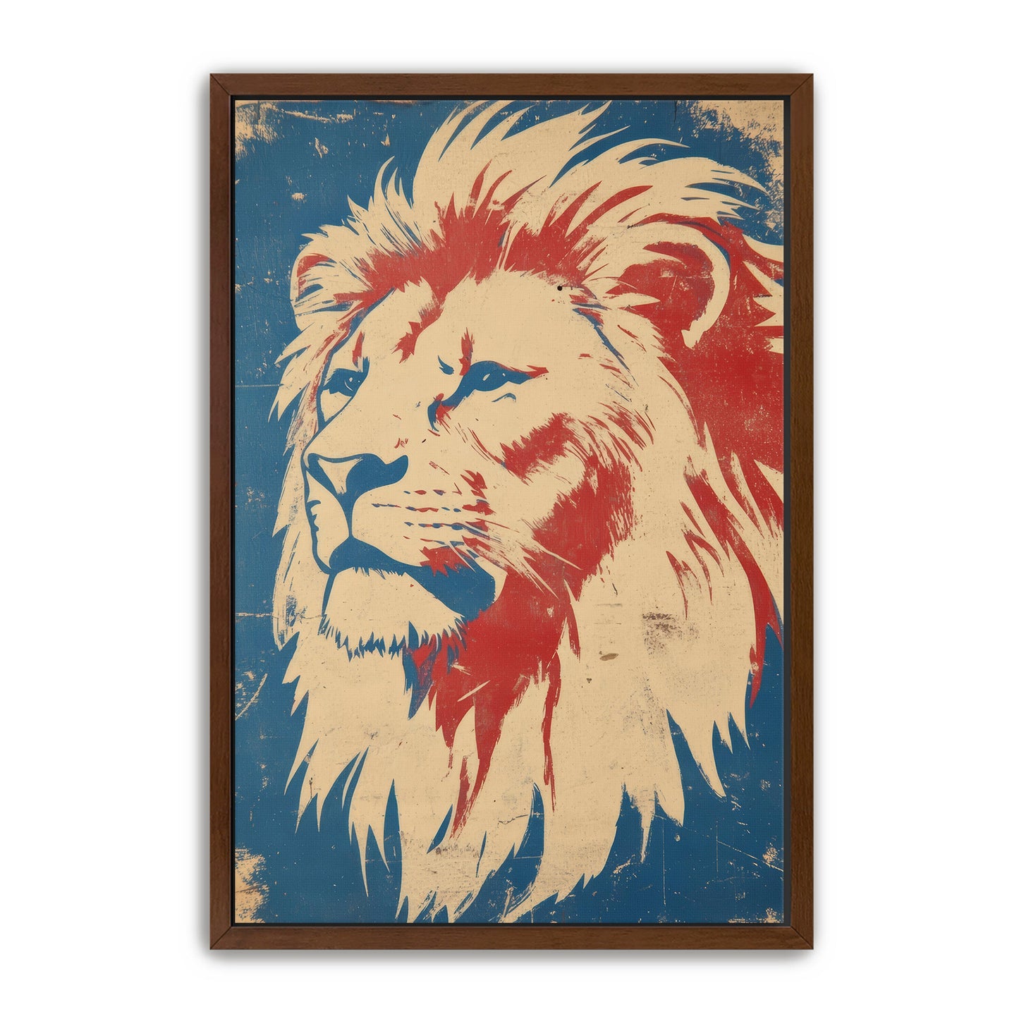 Majestic Patriotic Lion Portrait Wall Art
