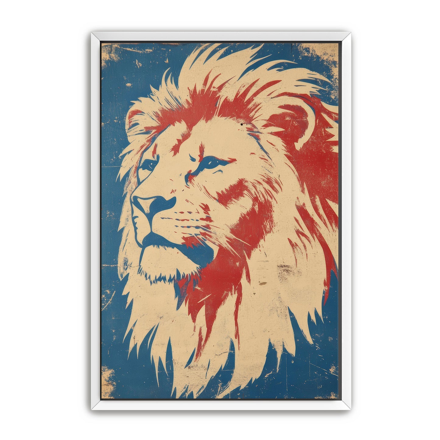 Majestic Patriotic Lion Portrait Wall Art