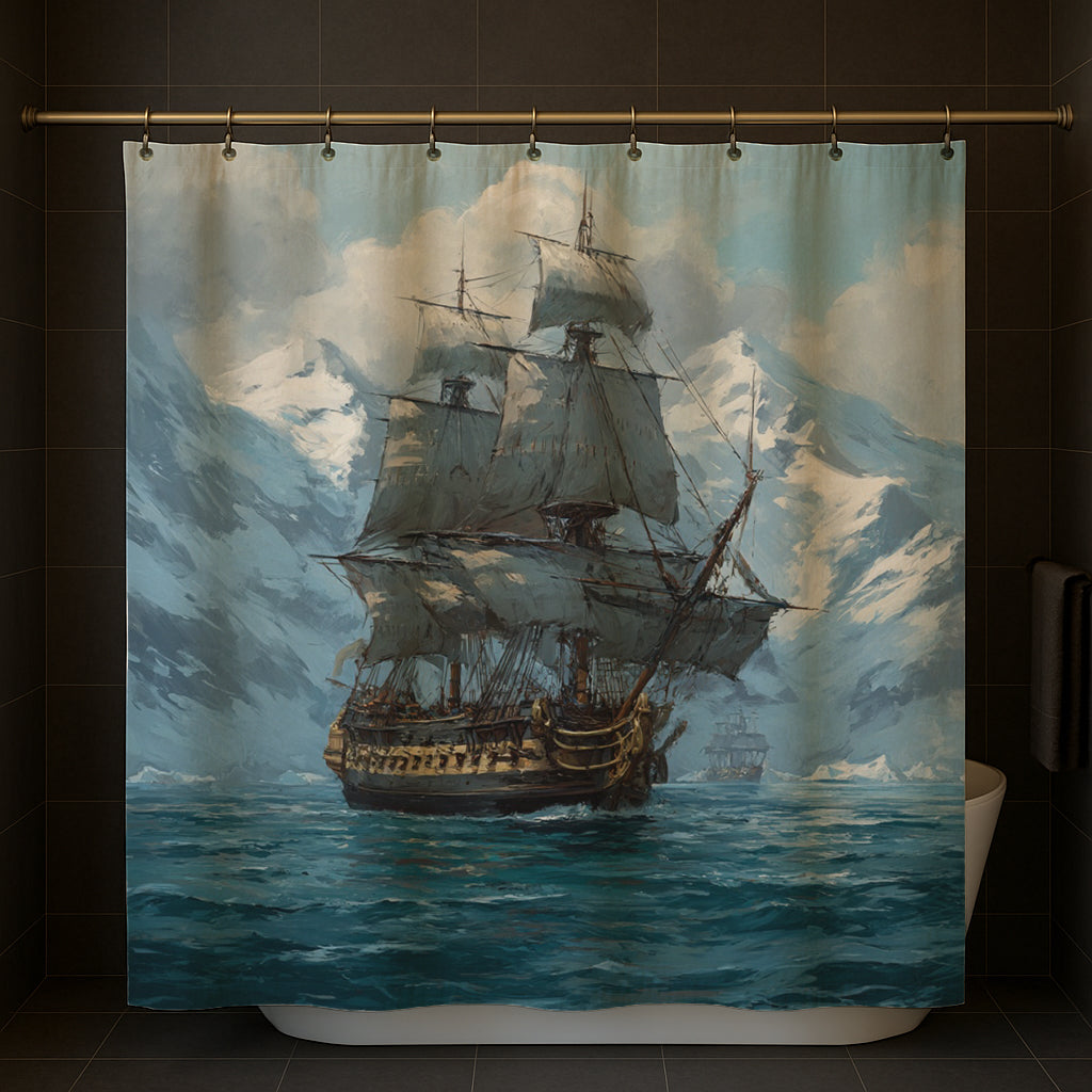 Majestic Ship In Icy Waters Shower Curtain