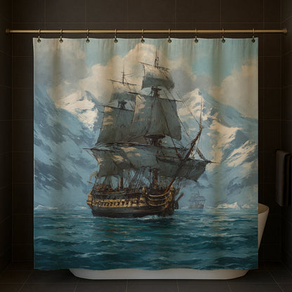 Majestic Ship In Icy Waters Shower Curtain