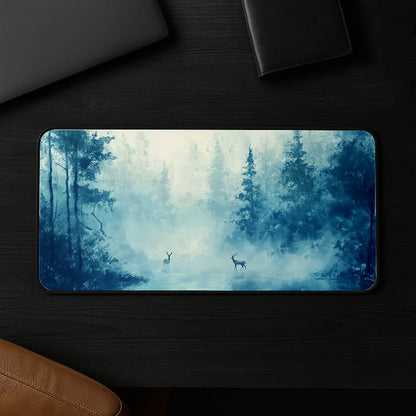 Misty Forest Deer Desk Mat