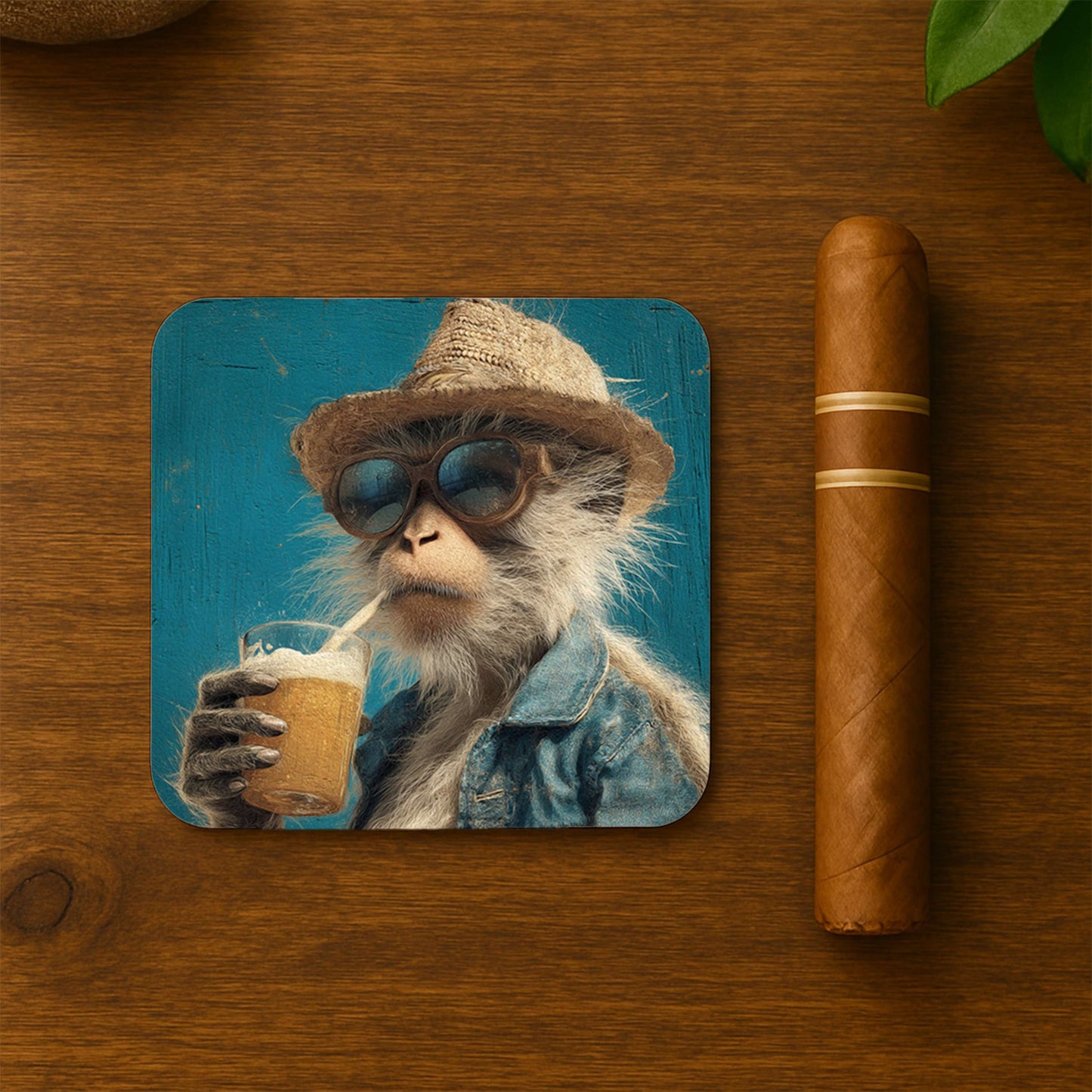 Monkey Drinking Smoothie Coasters