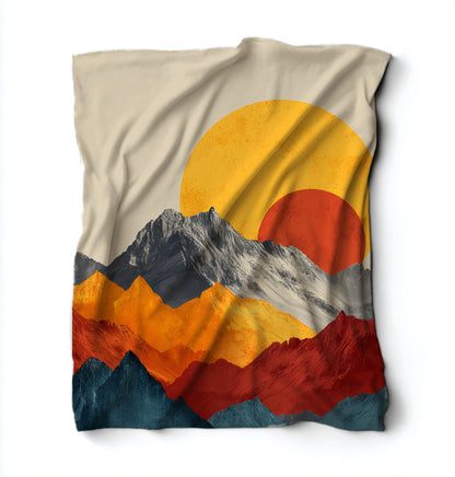 Mountains And Sunset Blanket