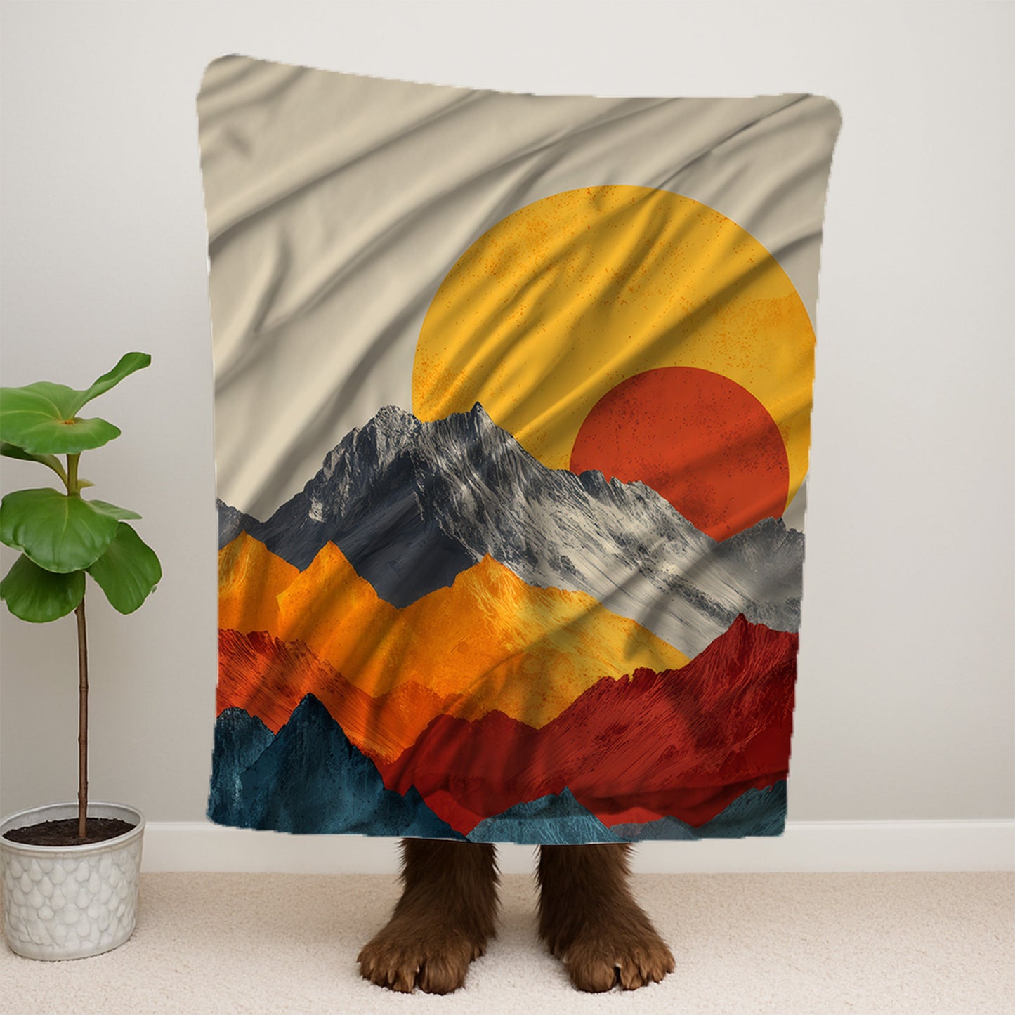 Mountains And Sunset Blanket