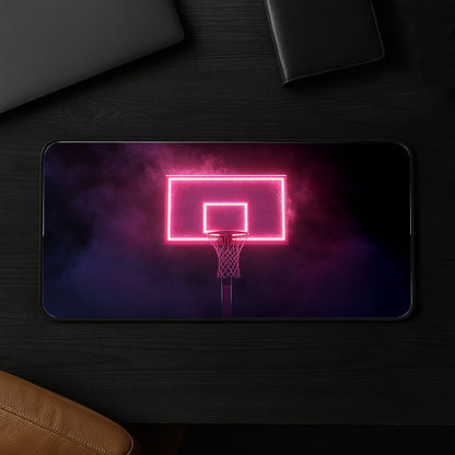 Neon Hoop Glow Desk Mat