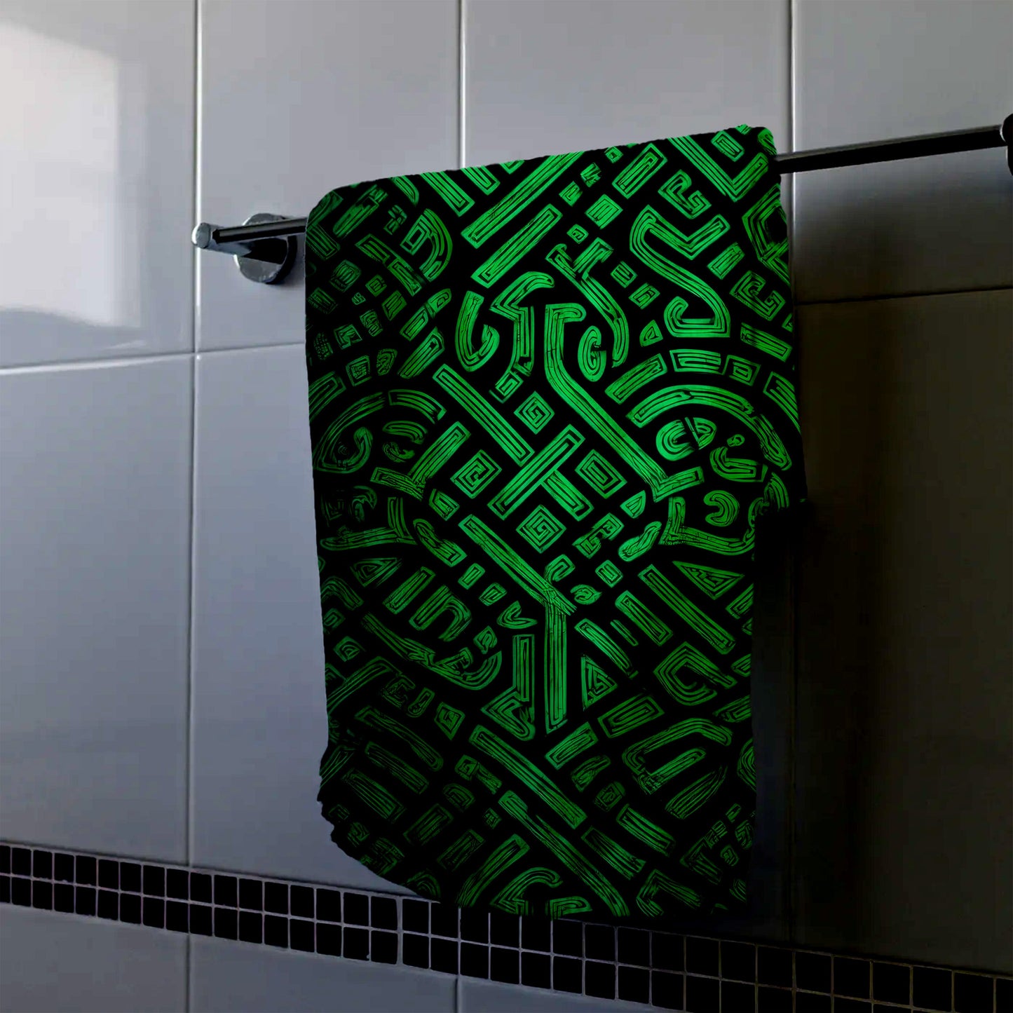 Neon Labyrinth Patterns Hand Towel