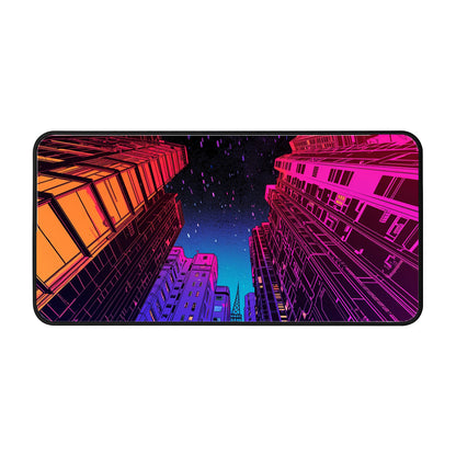 Neon Skyline Rainfall Desk Mat