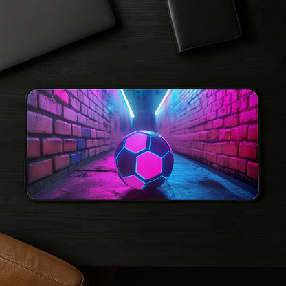 Neon Soccer Ball In Alley Desk Mat