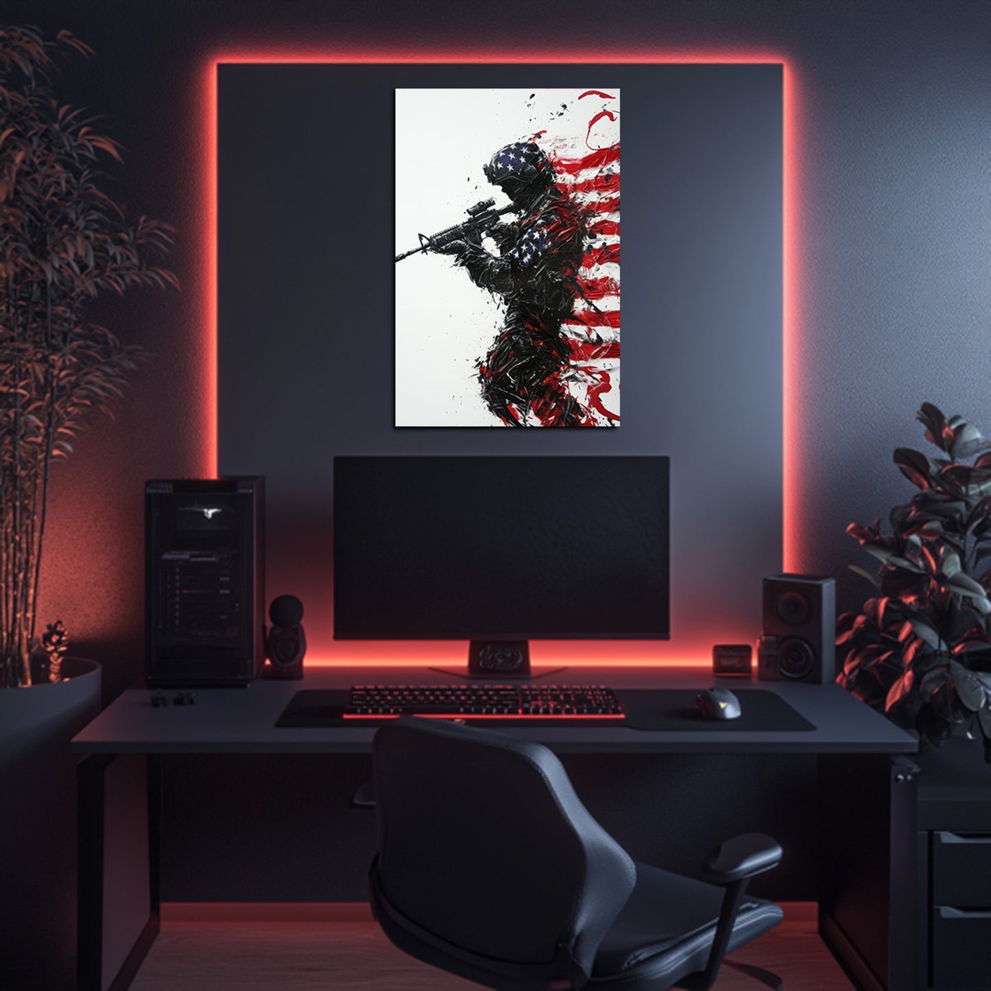 Patriotic Soldier Silhouette Wall Art