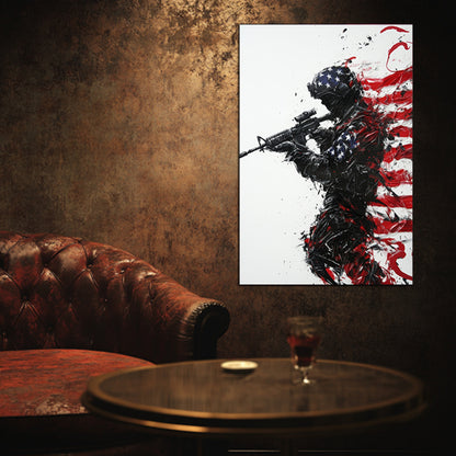 Patriotic Soldier Silhouette Wall Art