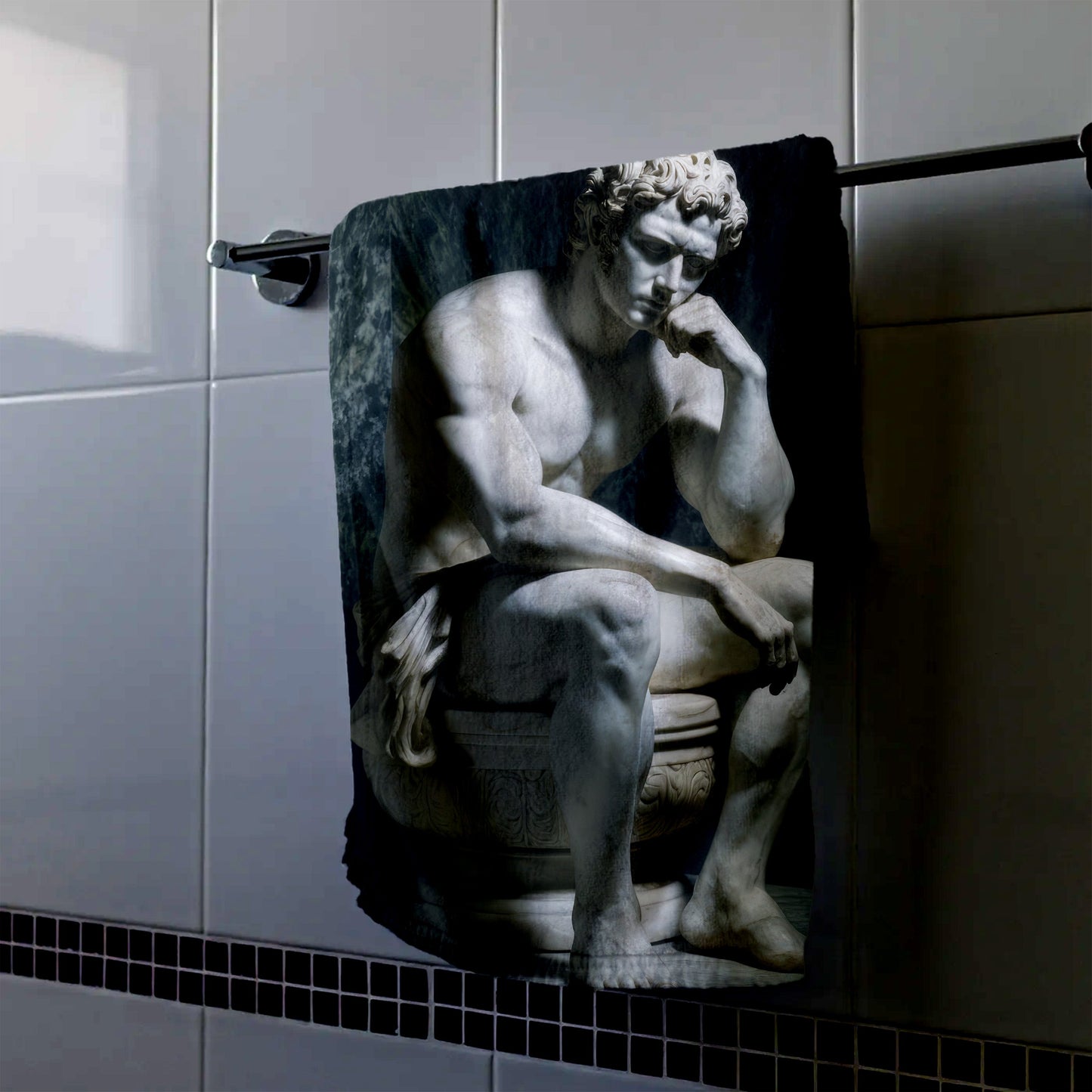 Pensive Sculpture Pose Hand Towel